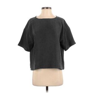 Equipment black silk short-sleeve top